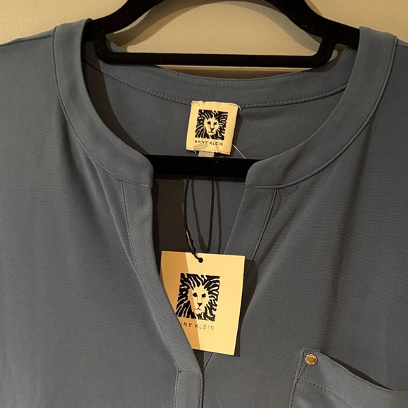 Anne Klein Deep Blue Casual Button Down Shirt - Picture 3 of 4